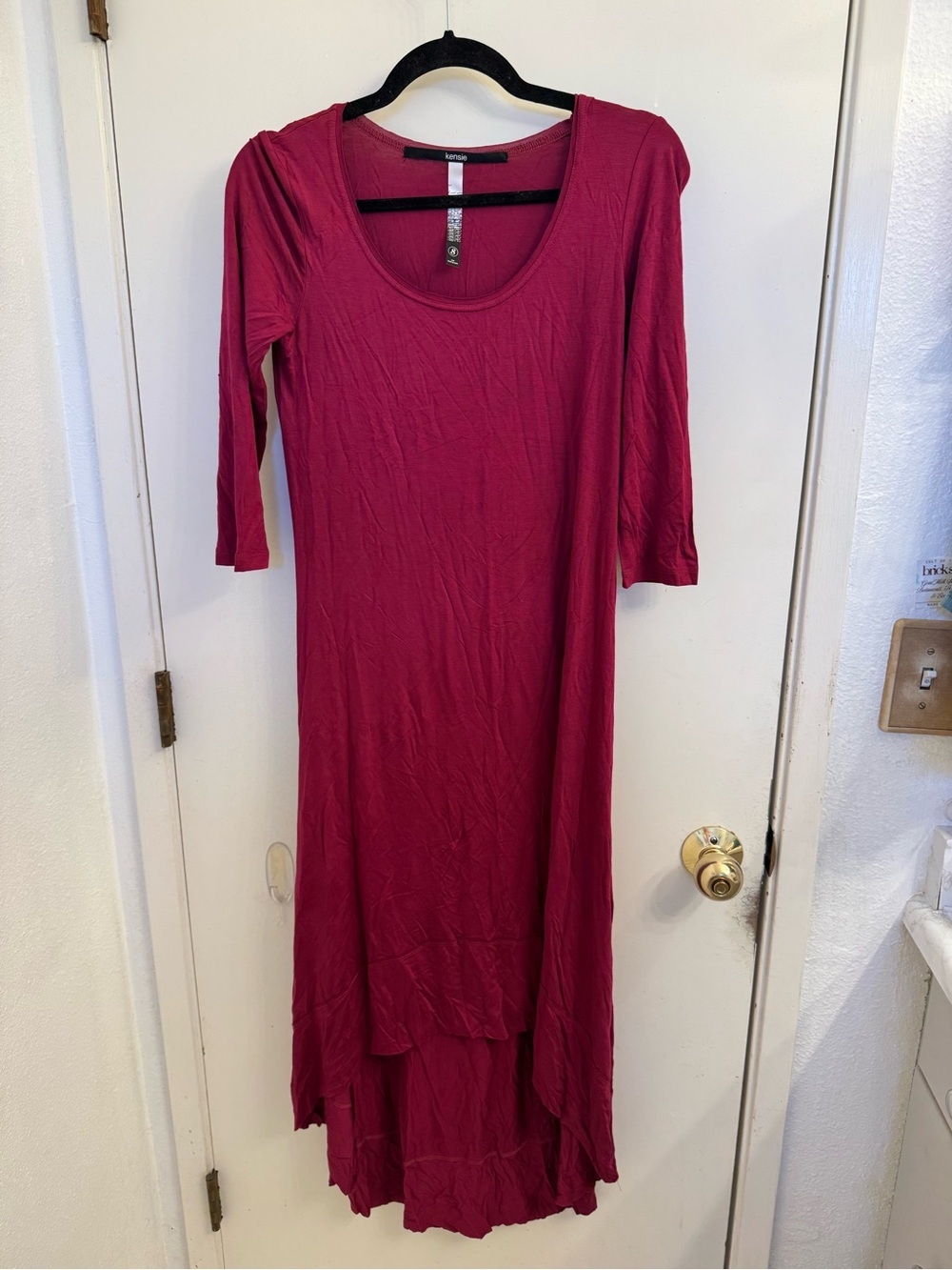 Kensie Women's Deep Berry Scoop Neck High-Low Dress